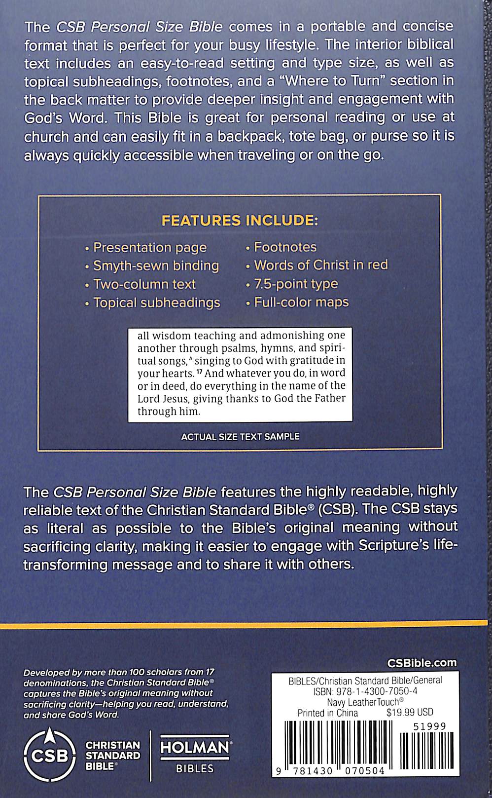 CSB Personal Size Bible Black (Red Letter Edition)