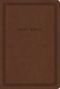High-quality, large print Bible with red letter edition in a luxurious brown leather-bound cover.