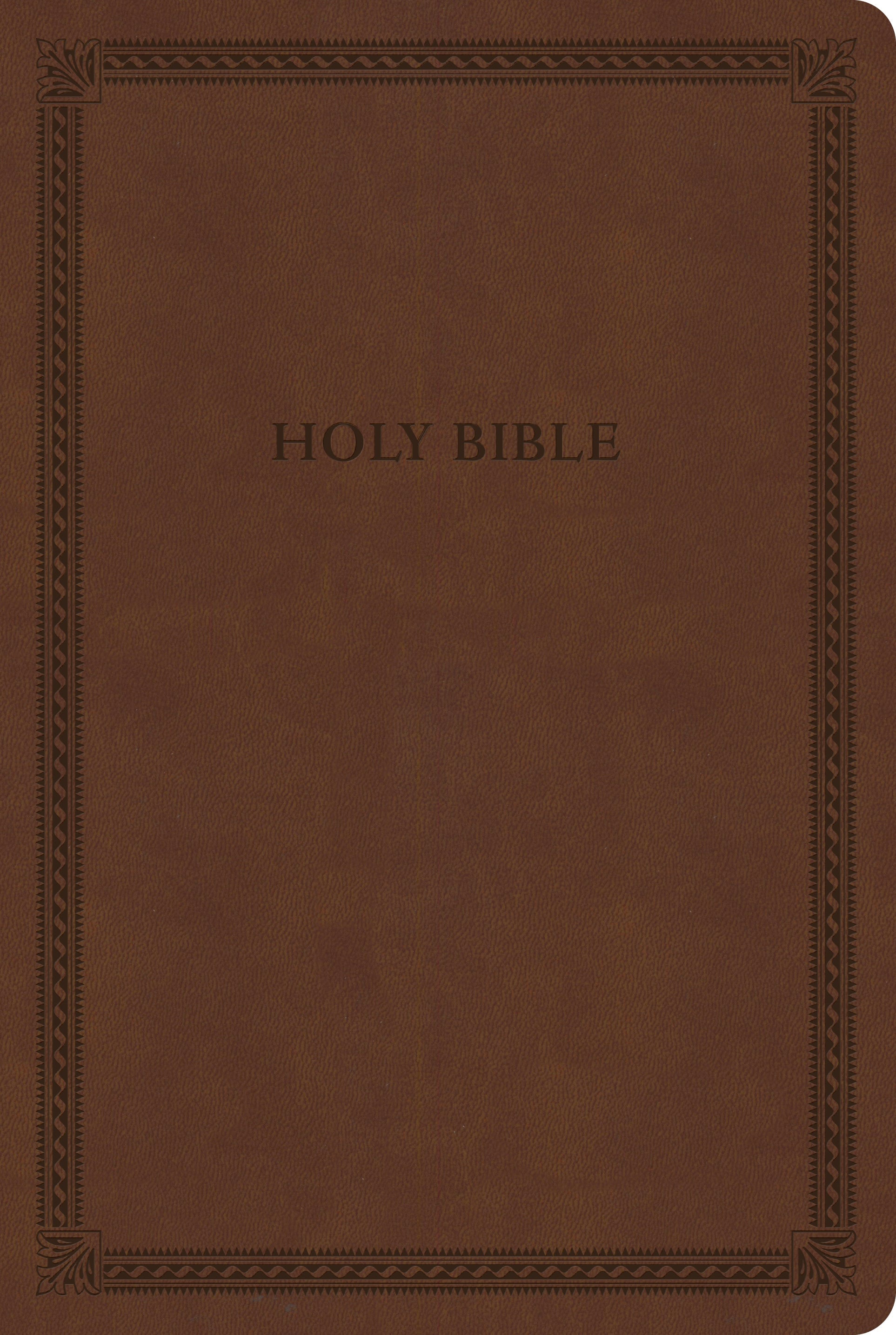 High-quality, large print Bible with red letter edition in a luxurious brown leather-bound cover.