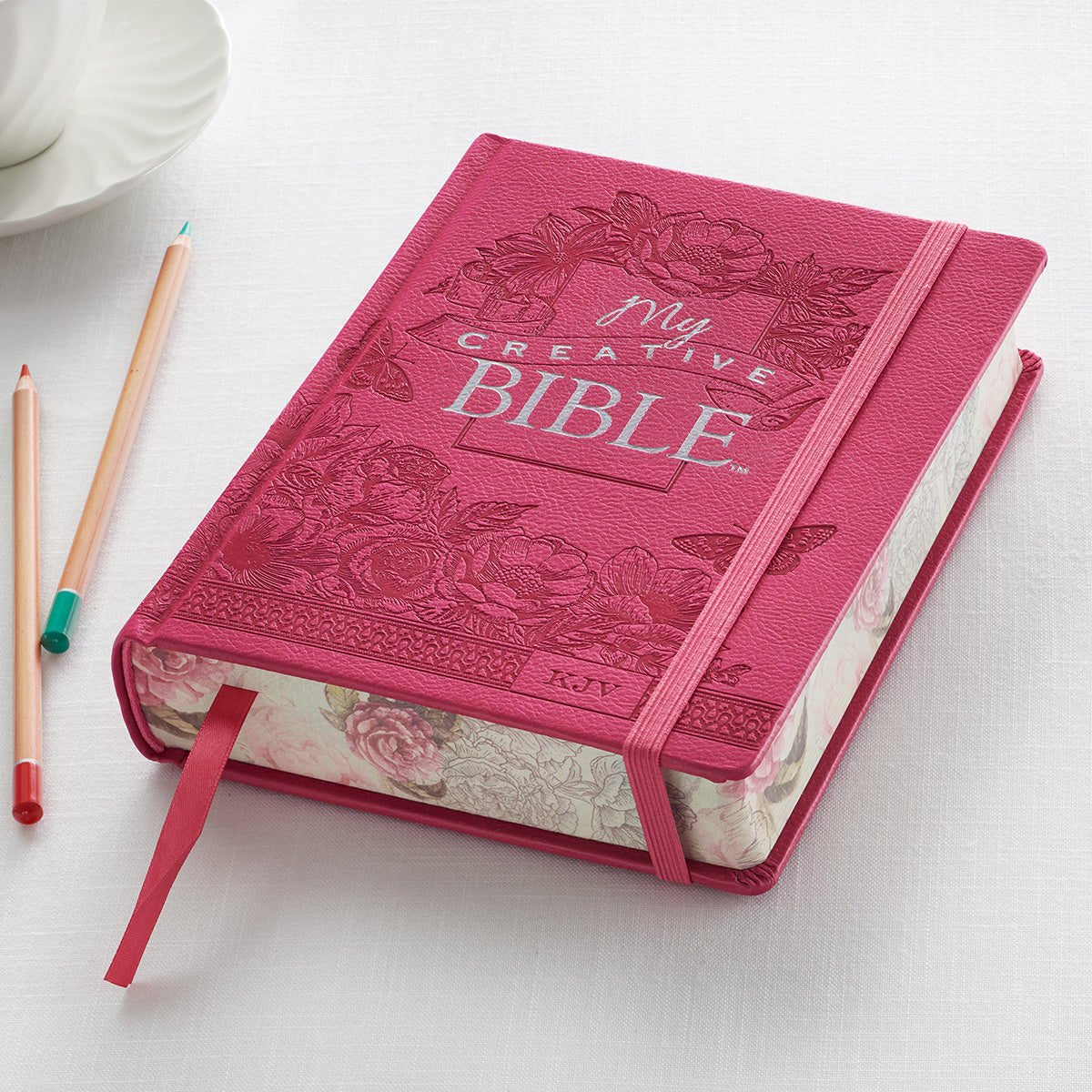 Inside pages of Pink KJV My Creative Bible with Black Letter Edition, perfect for journaling