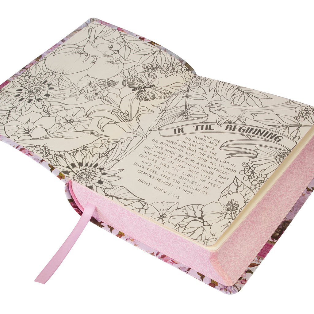 Close-up of KJV My Creative Bible Silky Floral (Black Letter Edition) journal, highlighting its high-quality design.