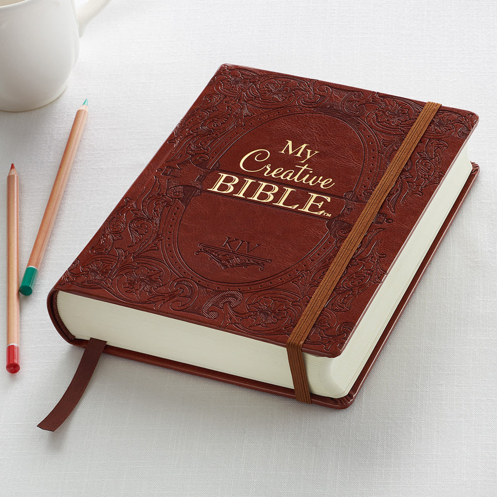 Inside pages of Brown KJV Creative Journaling Bible