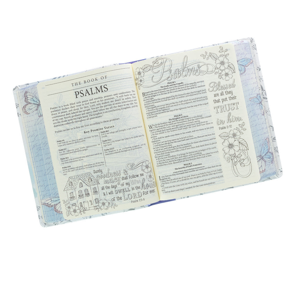 KJV My Promise Bible featuring a Butterfly design in Black Letter Edition, ideal for devotionals and notes.