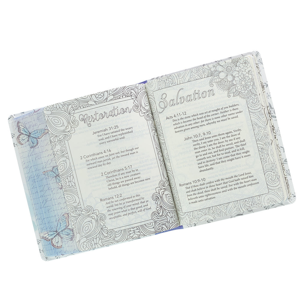 KJV My Promise Bible Butterfly design in Black Letter Edition on a desk, ideal for studying and note-taking.
