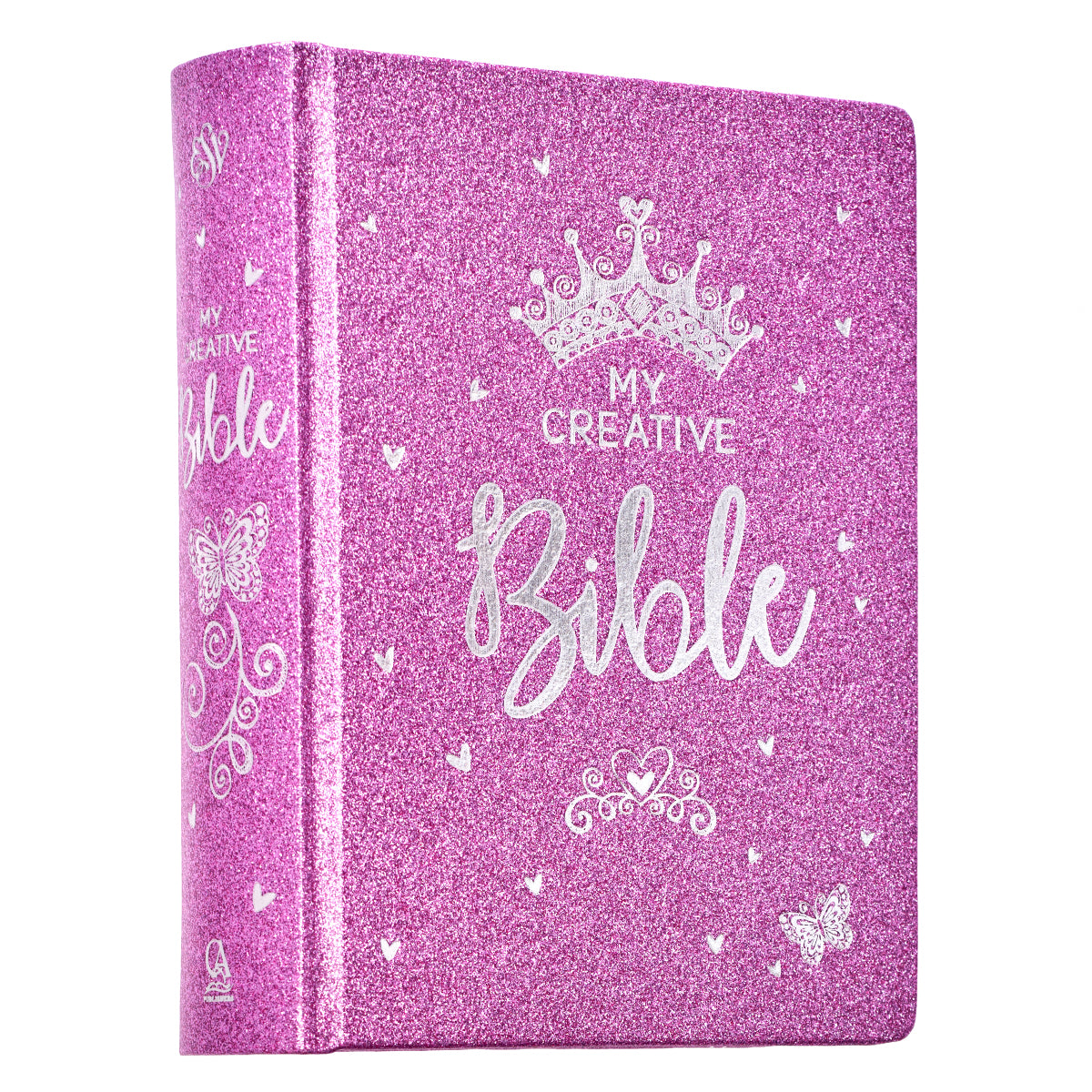 ESV Creative Bible Purple Glitter Edition on a desk or workspace