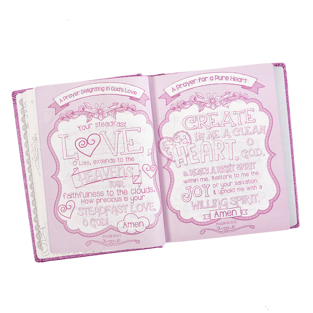 Back cover of the ESV Creative Bible Purple Glitter Edition