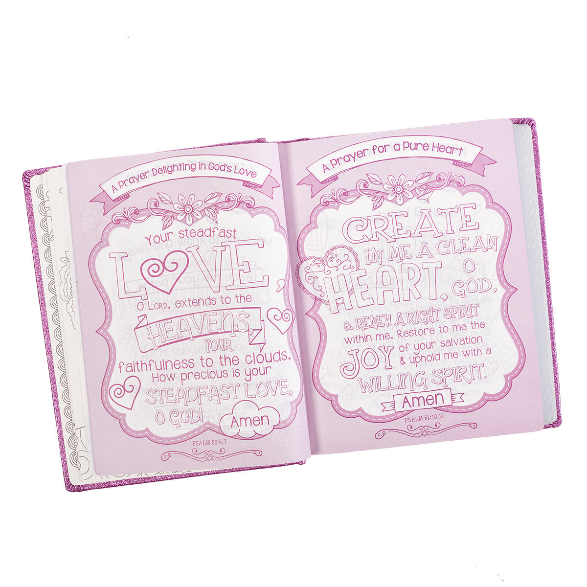 Back cover of the ESV Creative Bible Purple Glitter Edition
