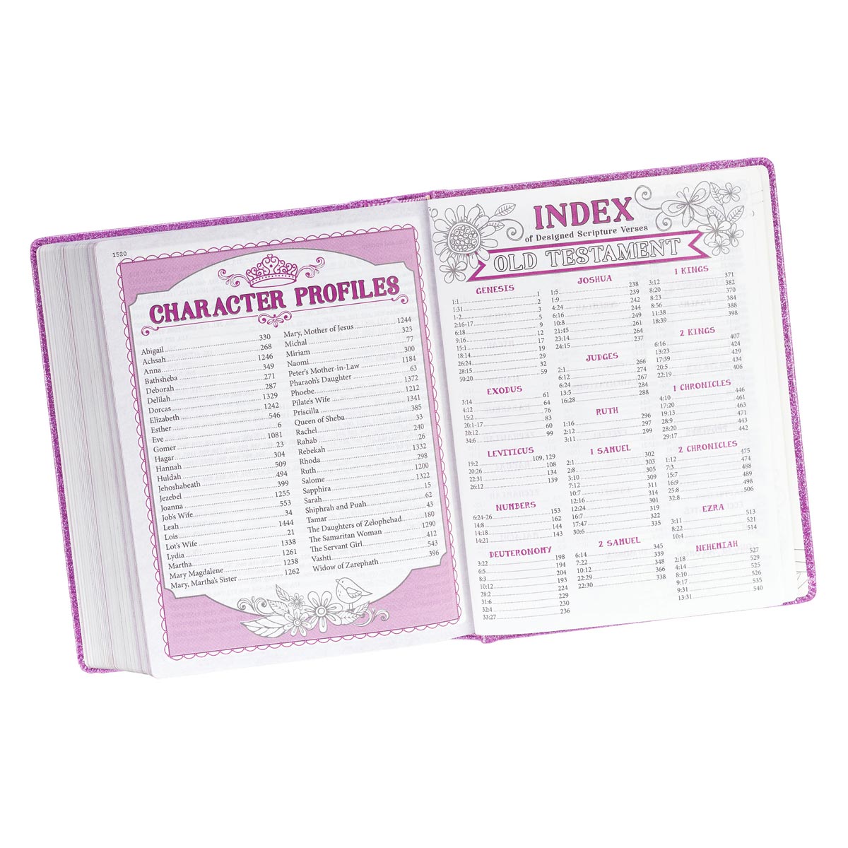 ESV Creative Bible Purple Glitter Edition with a pen or pencil