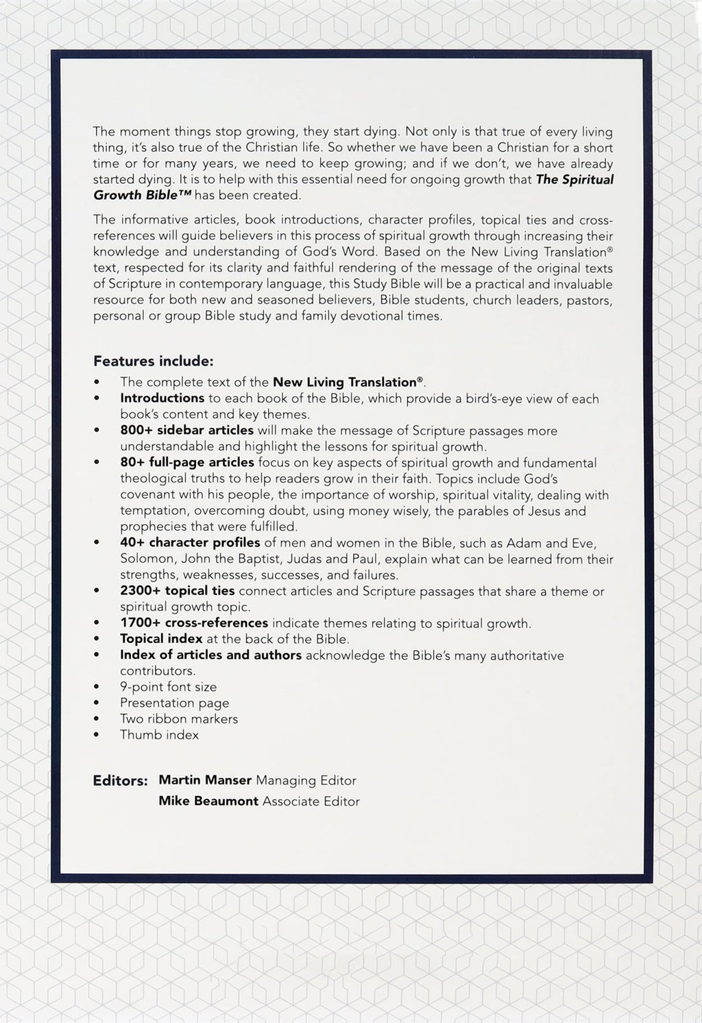 NLT Navy Indexed Study Bible for Spiritual Growth and Christian studies