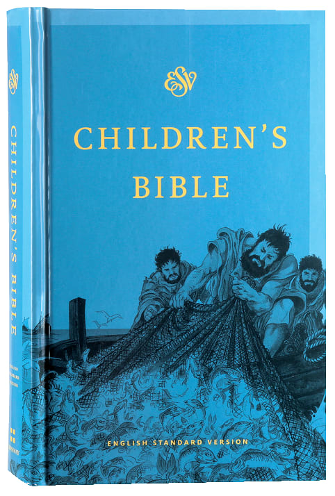 ESV Children's Bible in blue with black letter edition and scripture text for kids