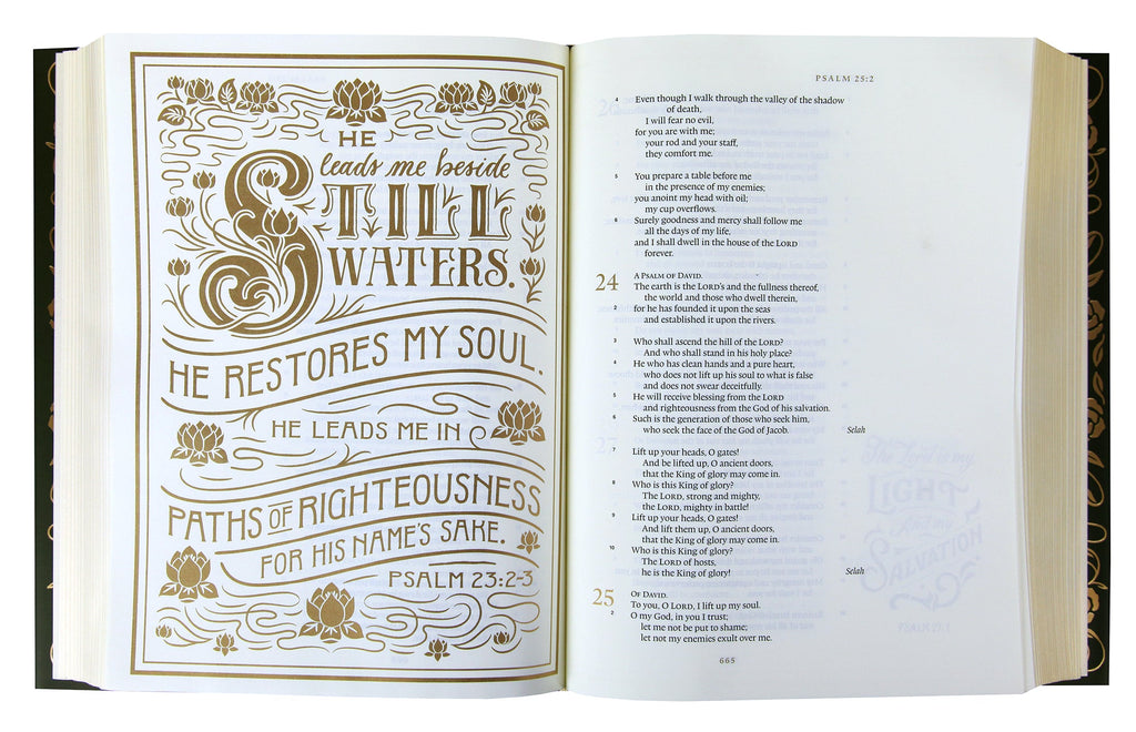 Illuminated ESV Bible Art Journaling Edition with green cover and paper dust jacket