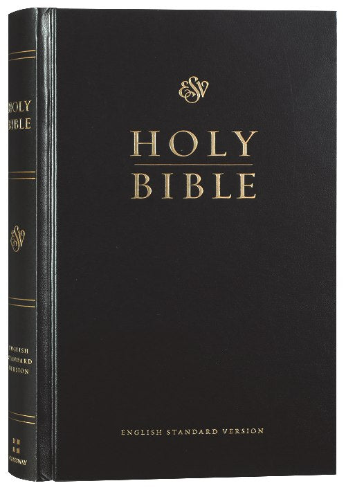 Black Letter Edition ESV Pew Bible in a sleek black design, perfect for worship and study