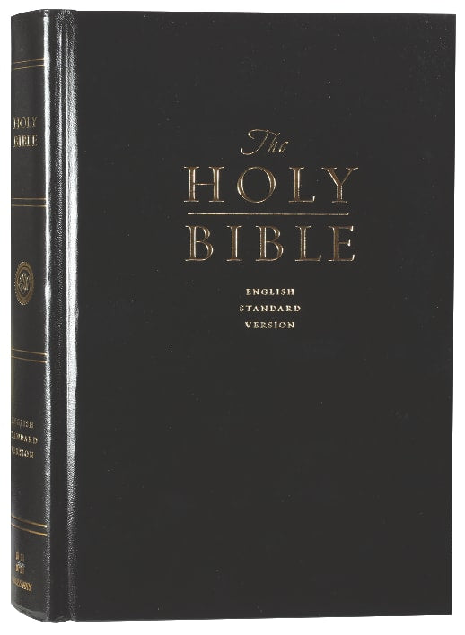 ESV Premium Pew and Worship Bible in black leather binding with black letter edition text
