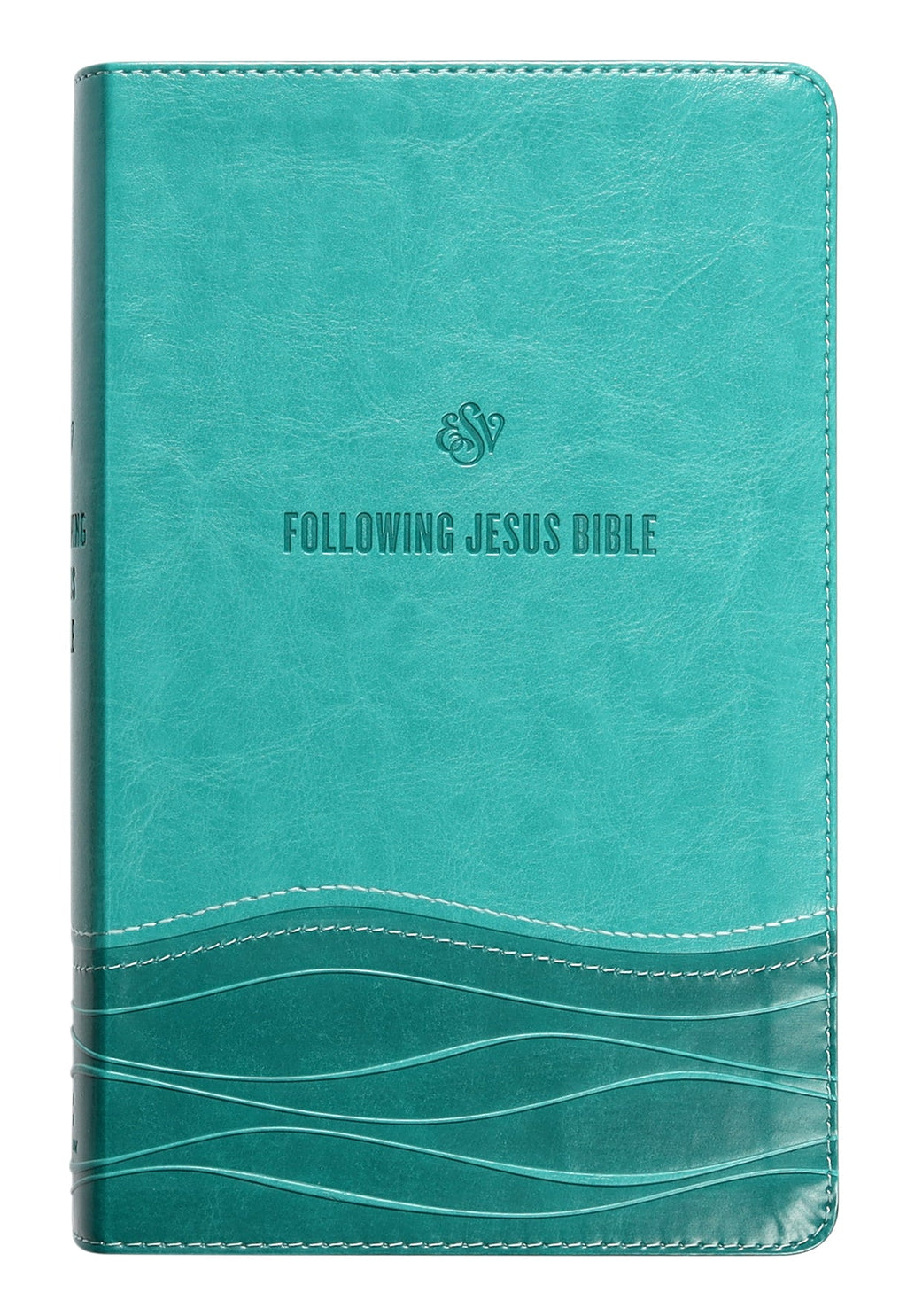 Close-up of ESV Following Jesus Bible teal black letter edition pages