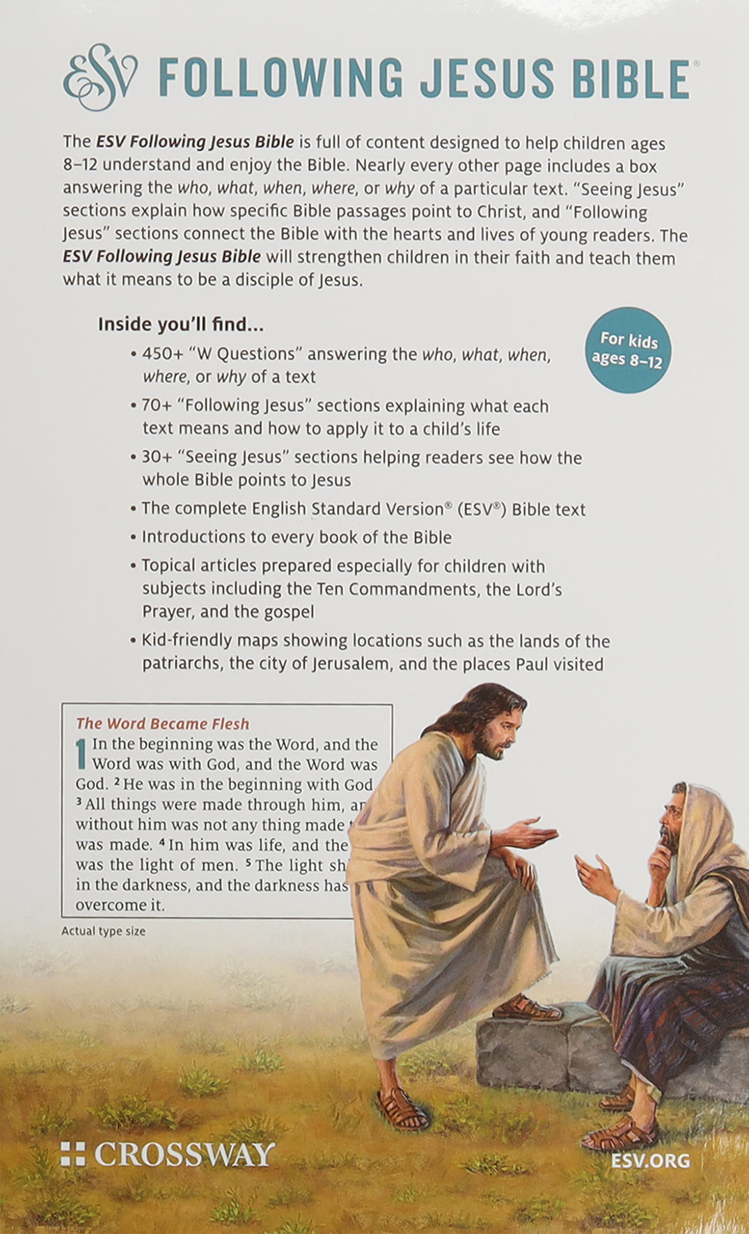Black letter edition of ESV Following Jesus Bible teal in hands