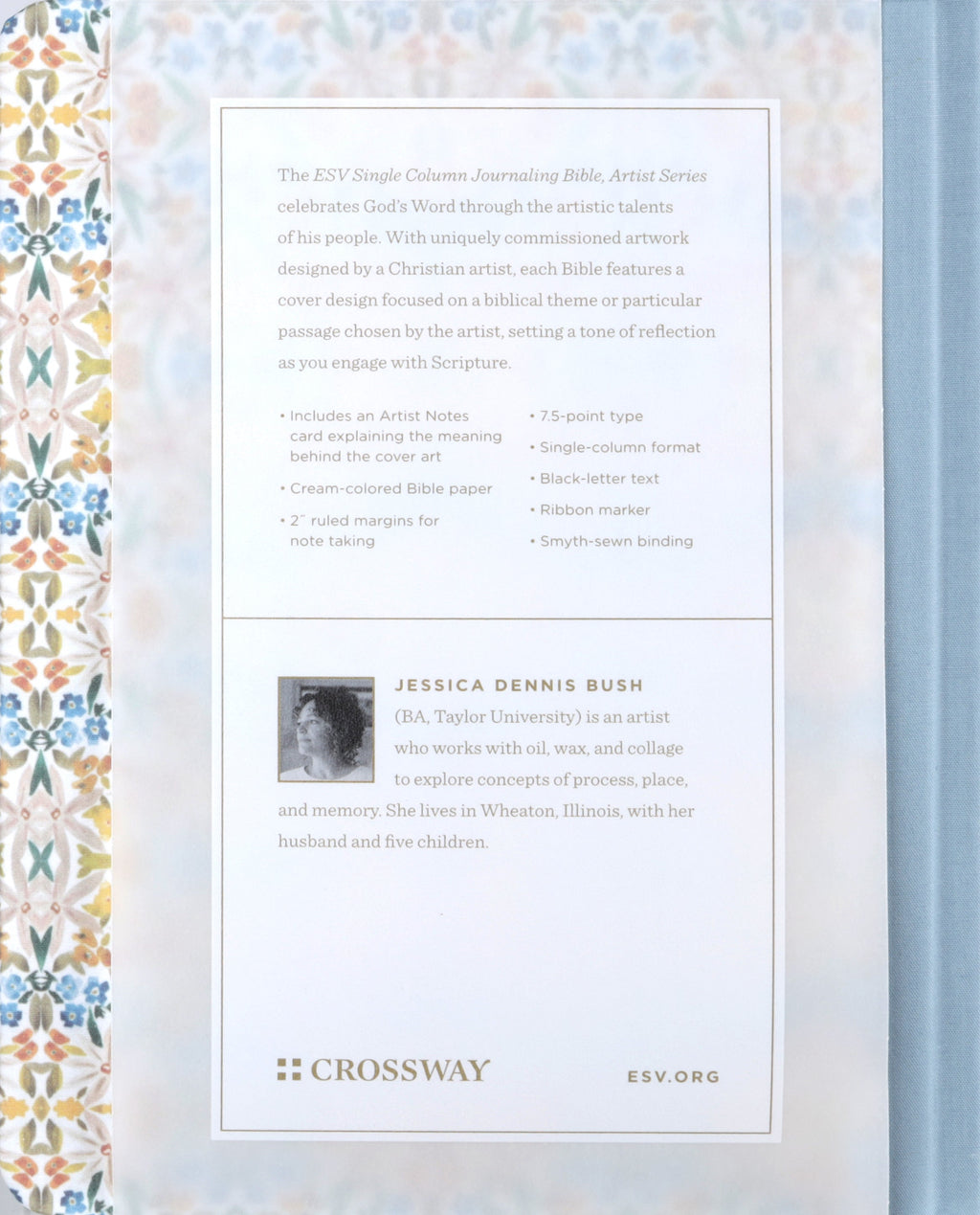 Close-up of Jessica Bush's Flourish design on ESV Journaling Bible