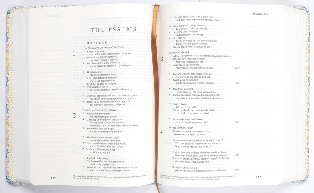 Front cover of ESV Single Column Journaling Bible with Jessica Bush's Flourish design
