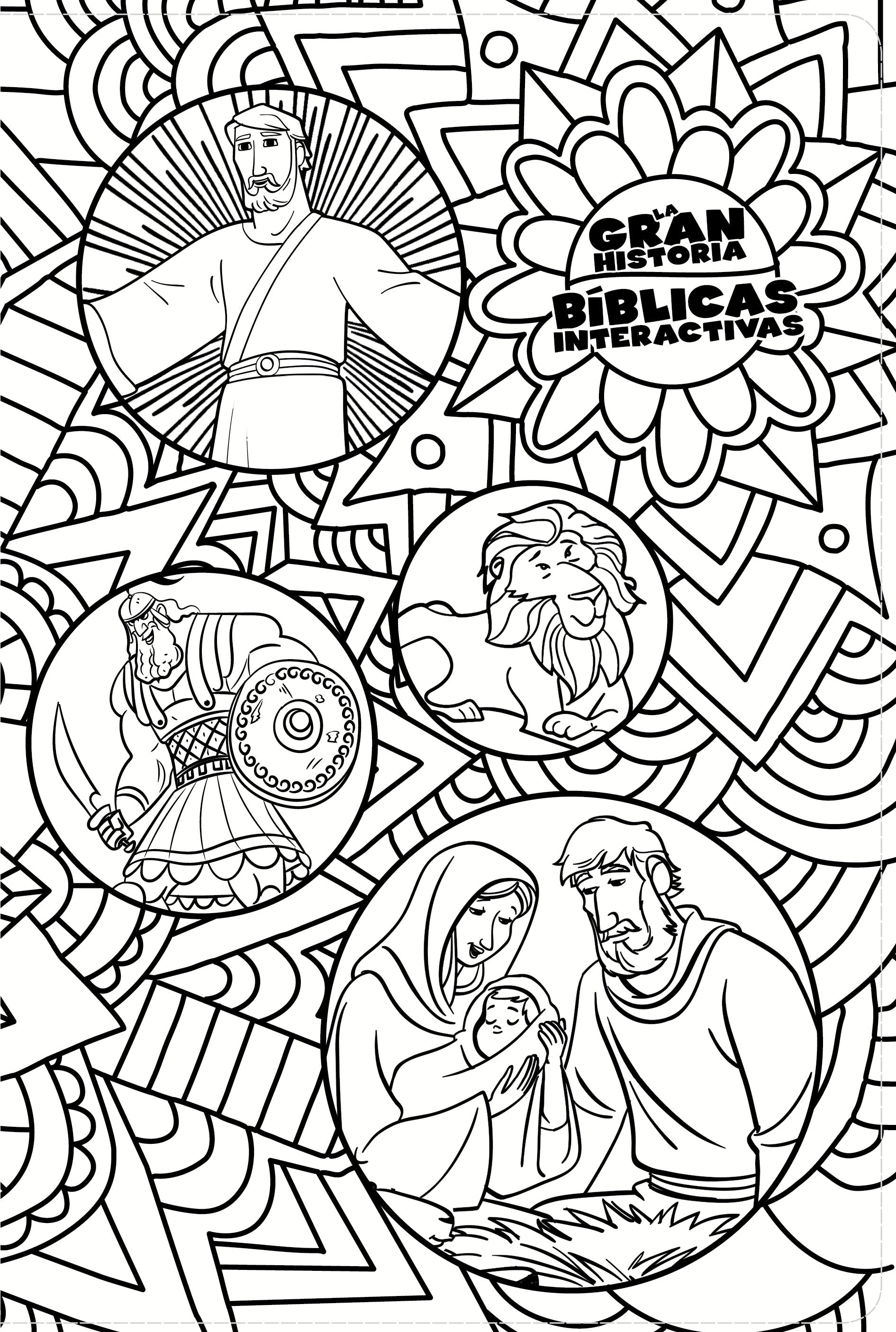 Interactive NTV Holy Bible for Kids - Spanish Version in white screen for coloring