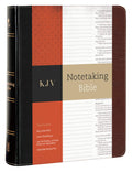 A high-quality KJV Journaling Bible in black and brown leather-like cover.