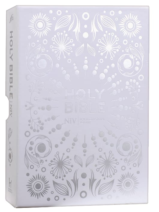 Close-up of the NIV Pocket White Gift Bible, a thoughtful gift for any occasion