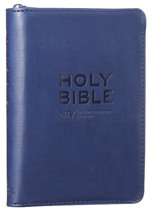 NIV Soft-Tone Navy Bible with Zip, a navy blue Bible with zip closure