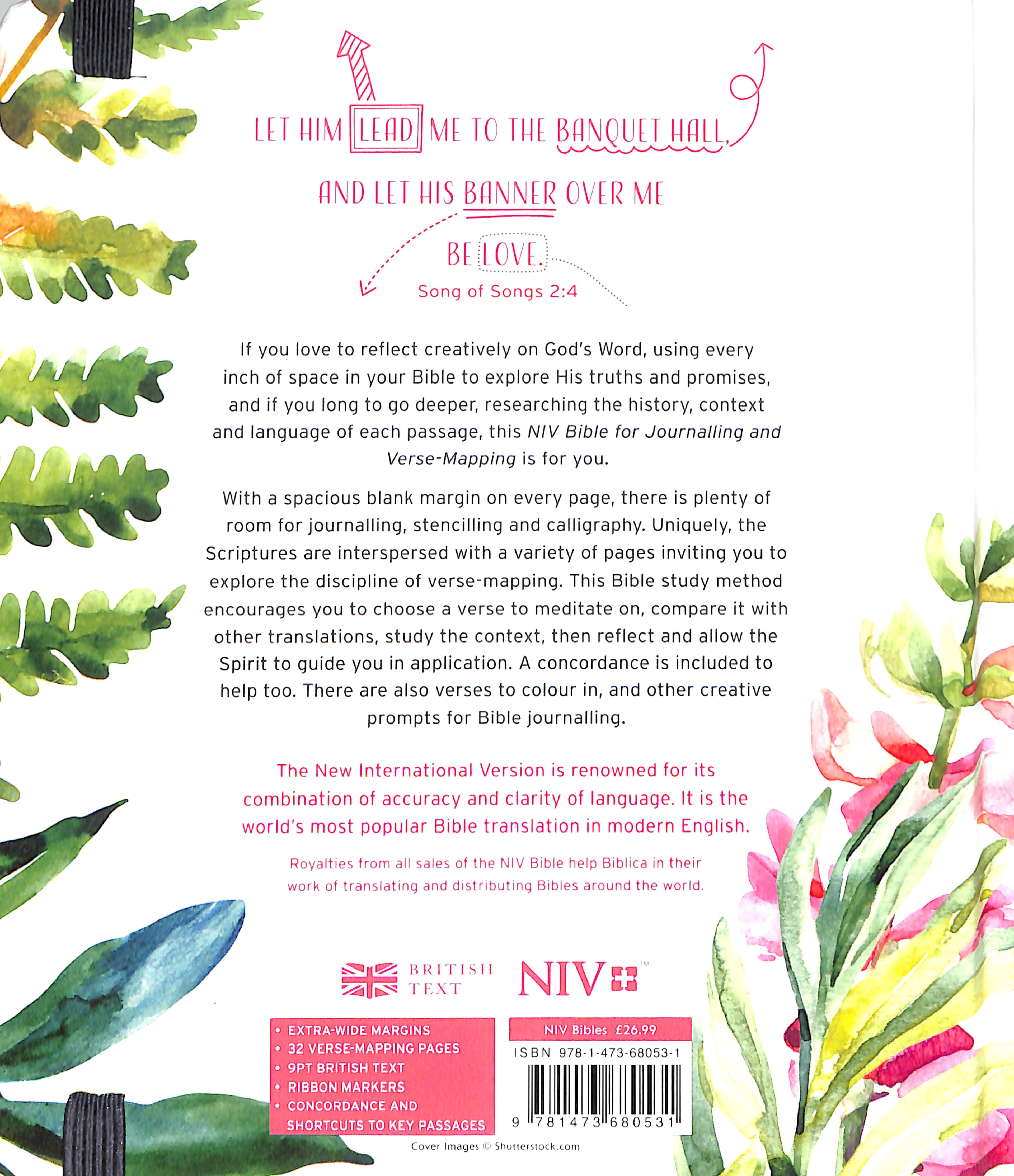 NIV Devotional Journaling Bible Floral Pink design and cover detail image