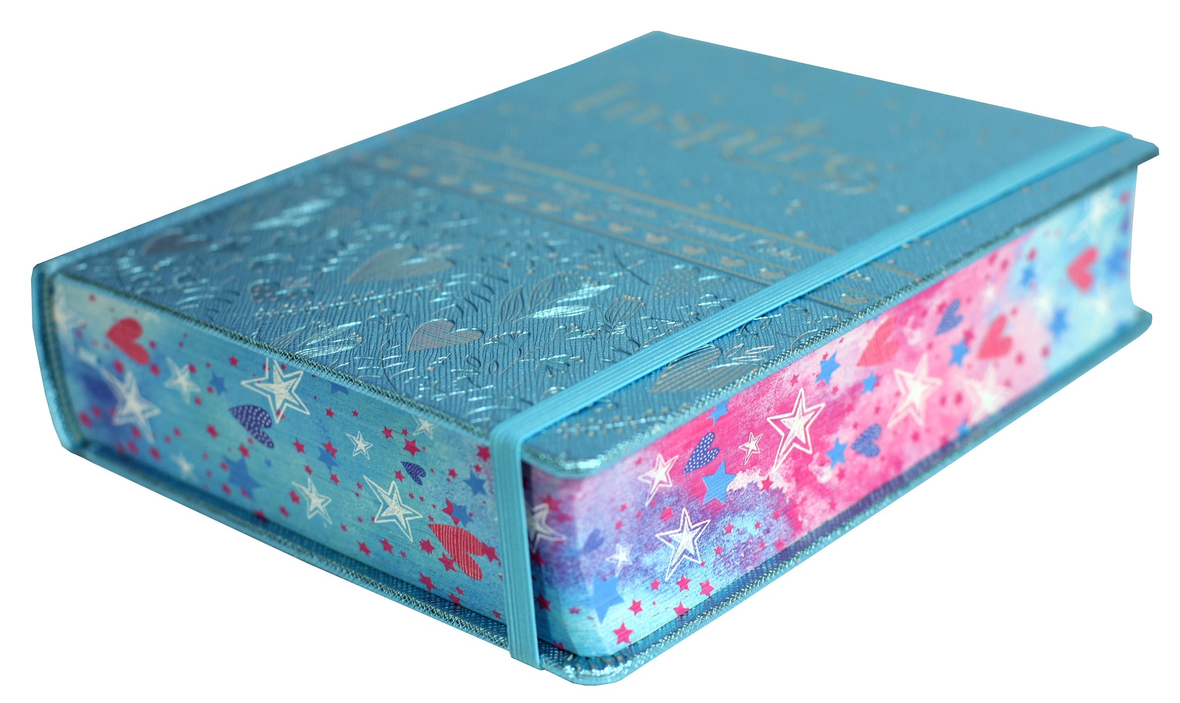 Back cover of Metallic Blue NLT Inspire Bible for Girls with Black Letter Edition