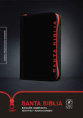 Bilingual Spanish Black Letter Edition Compact Bible with zipper and Black/Crimson cover.