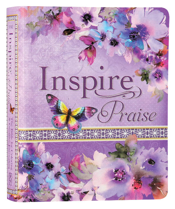 Purple NLT Inspire Praise Bible with devotional journaling features