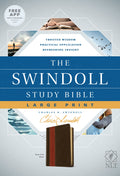 NLT Swindoll Study Bible Large Print Brown/Tan (Black Letter Edition) Bible for sale online