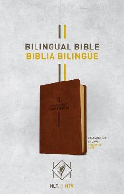 Close-up of Brown Black Letter NLT NTV Bilingual Bible