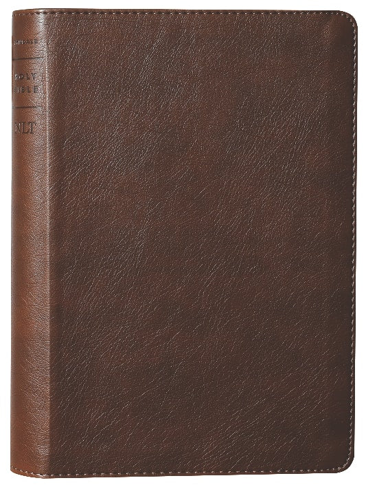 NLT Thinline Reference Bible in Rustic Brown with red letter text and filament enabled features.