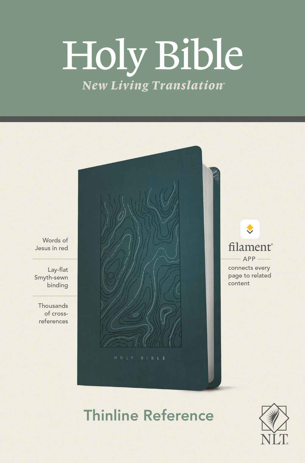 NLT Thinline Reference Bible in Earthen Teal Blue with Red Letter Edition and Filament Enabled