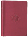 NLT Large Print Thinline Reference Bible in New Living Translation with Aurora Cranberry Red Letter design,
