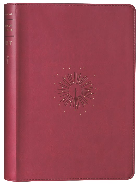 NLT Large Print Thinline Reference Bible in New Living Translation with Aurora Cranberry Red Letter design,