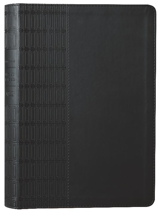 NLT Large Print Thinline Reference Bible with black and red lettering in cross grip design