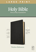 Large Print Thinline Reference Bible in genuine black leather with red lettering