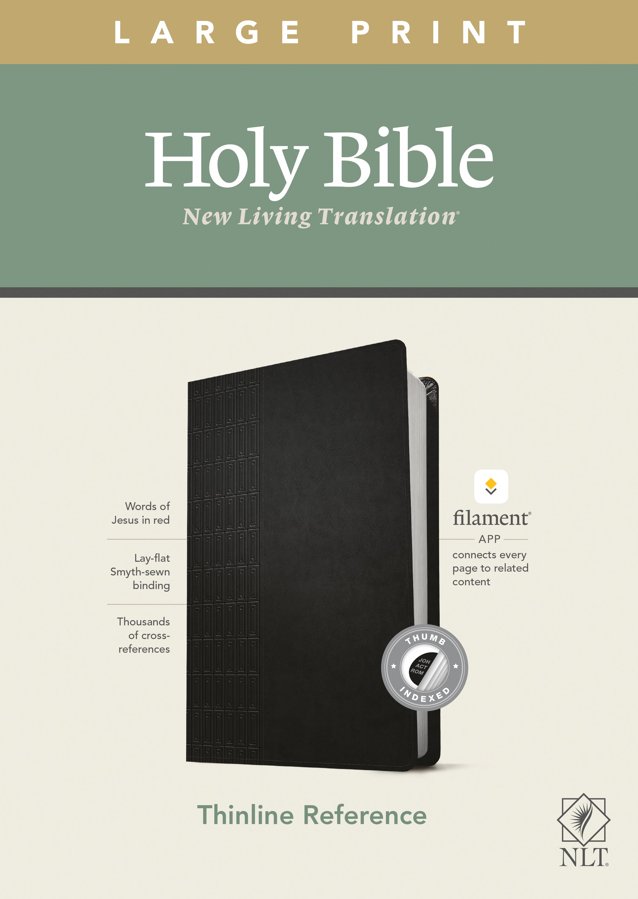 Large Print Thinline Reference Bible with cross grip and red lettering for easy reading