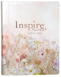 Large Print NLT Inspire Catholic Bible with pink fields and rose gold accents