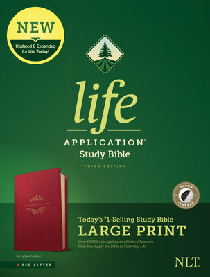 Large Print Indexed NLT Life Application Study Bible, 3rd Edition, Berry Leather