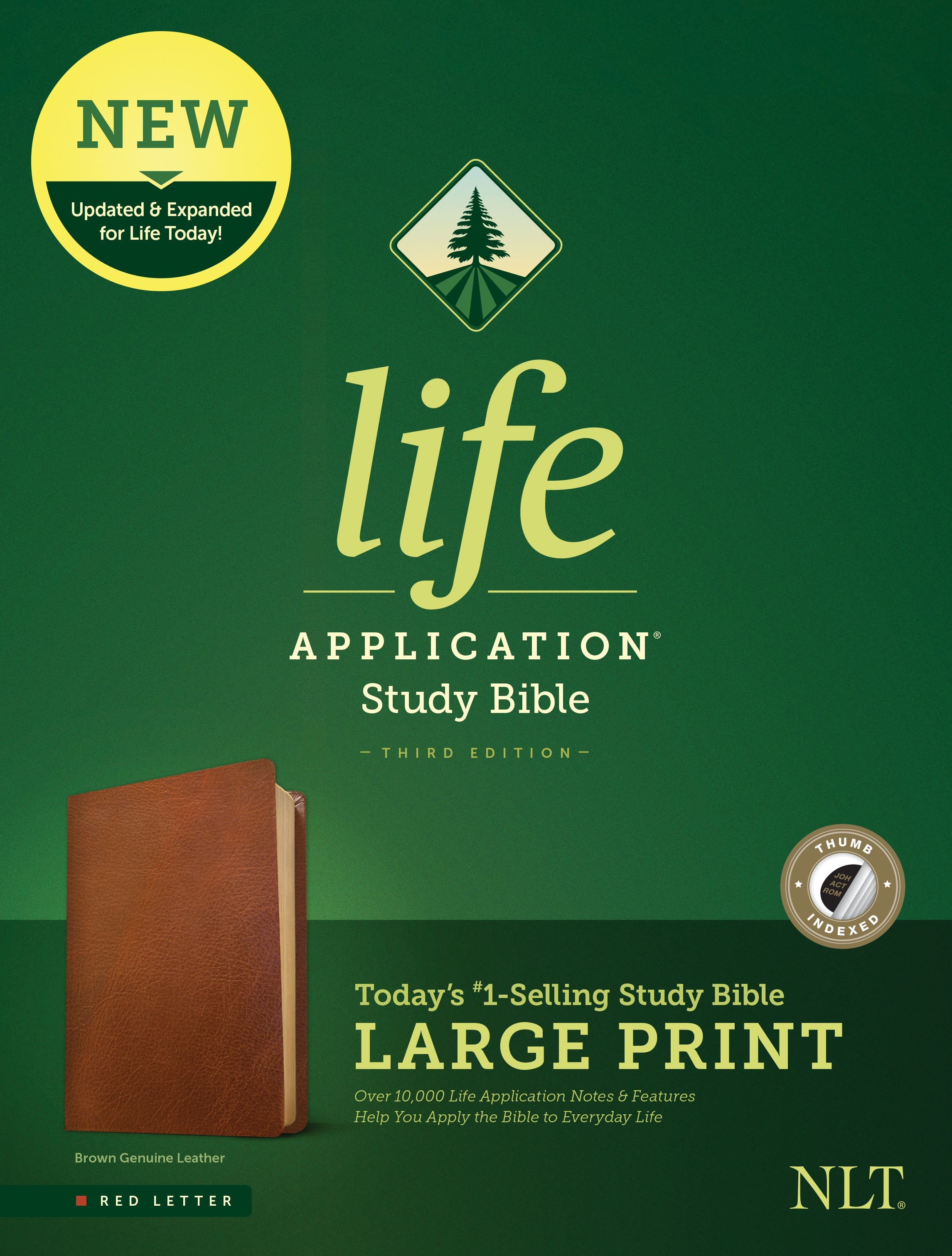 NLT Life Application Study Bible 3rd Edition Large Print Brown Indexed (Red Letter Edition)