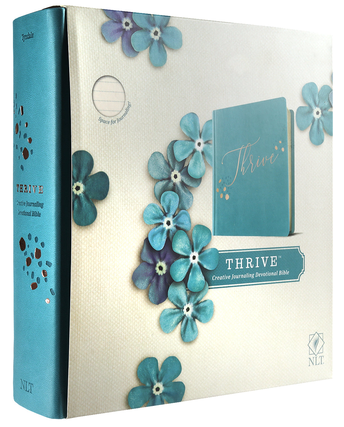 Black letter NLT Thrive Devotional Bible with journaling space