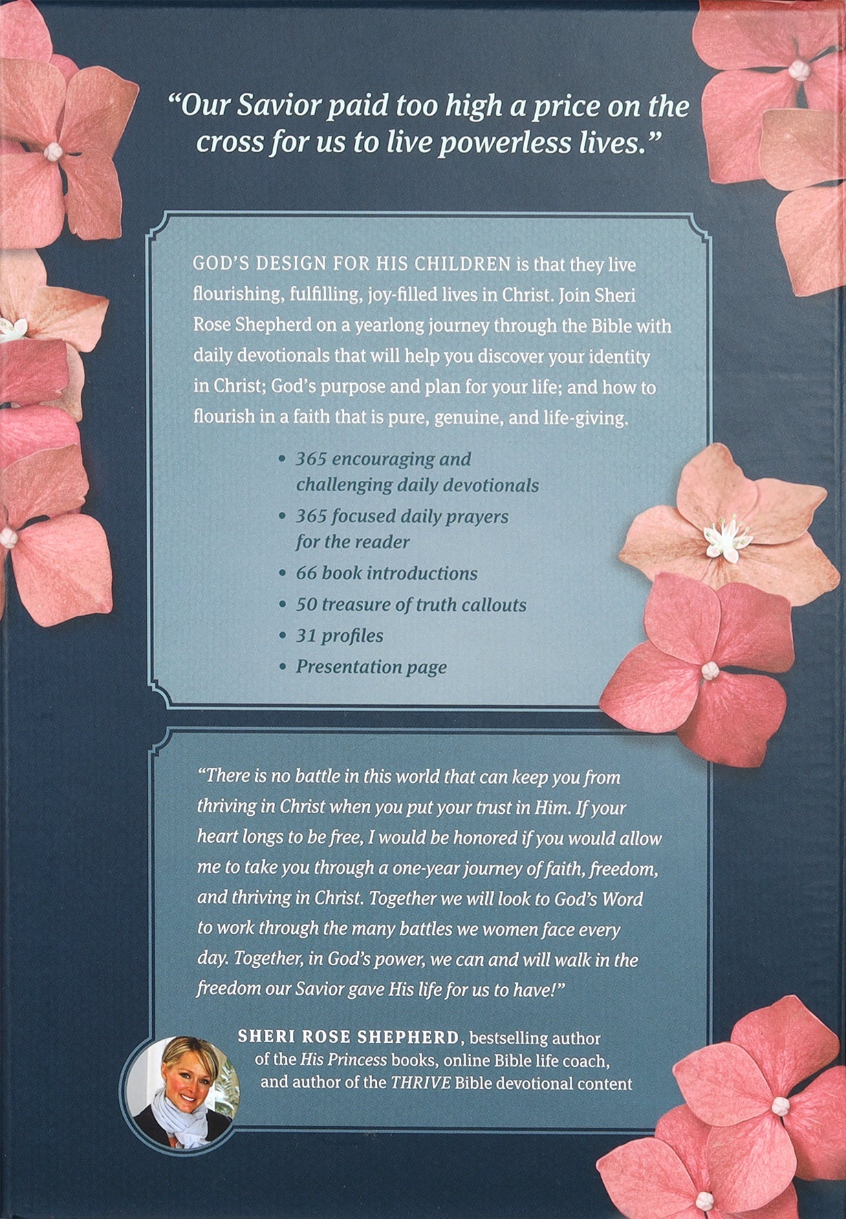 Close-up of Rose Metallic Cover of NLT Thrive Devotional Bible for Women