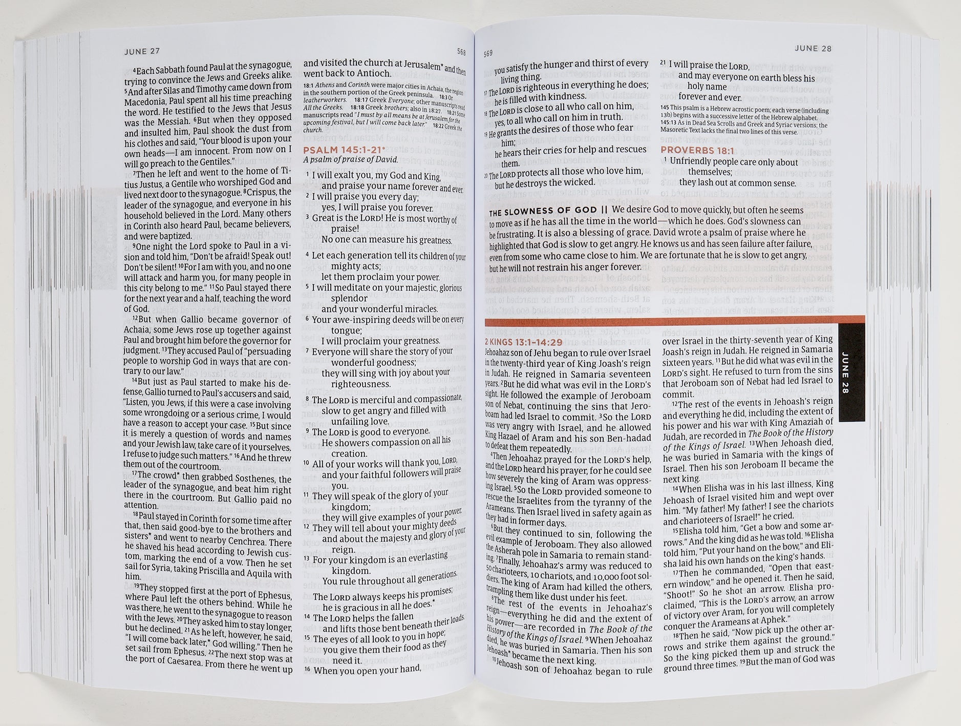 Back cover of NLT One Year Bible for Men, a daily devotional scripture guide
