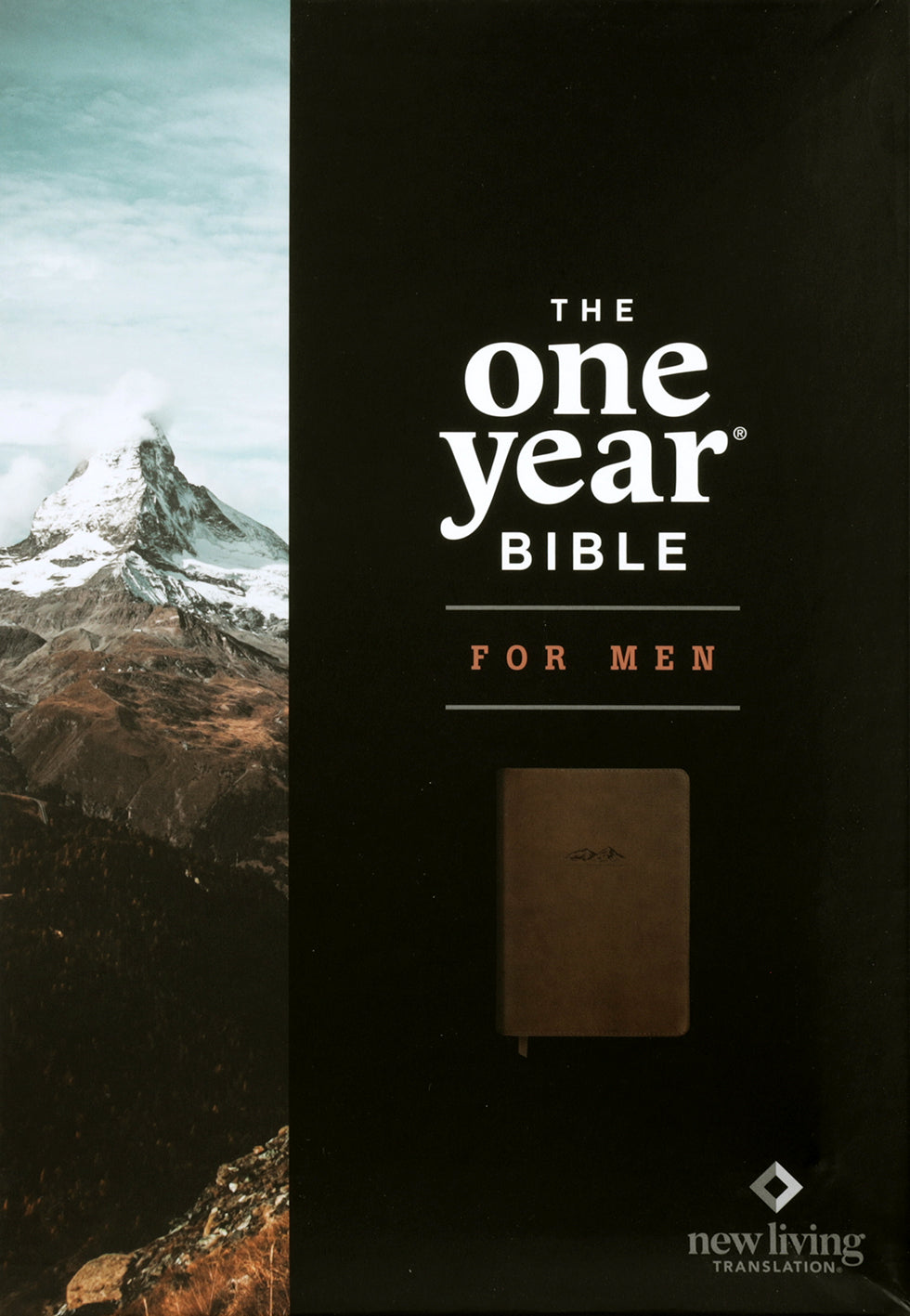 The One Year Bible for Men, rustic brown, a comprehensive Bible featuring daily readings and inspiring content for men.