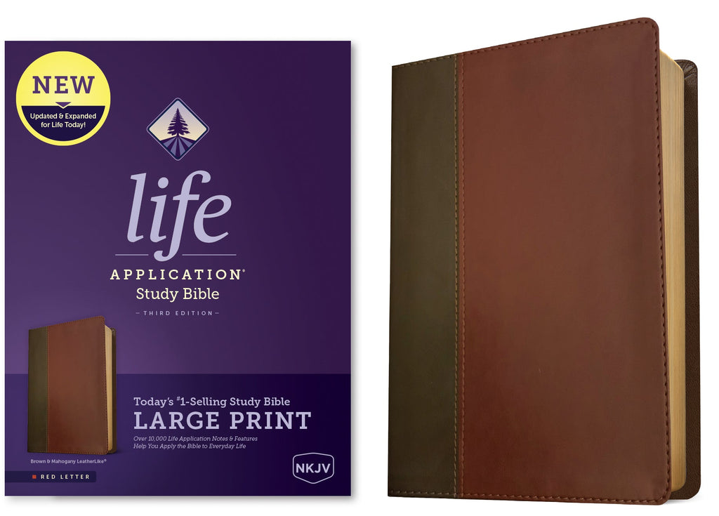 Large Print NKJV Life Application Study Bible, 3rd Edition, Brown/Mahogany, Red Letter edition for Bible study
