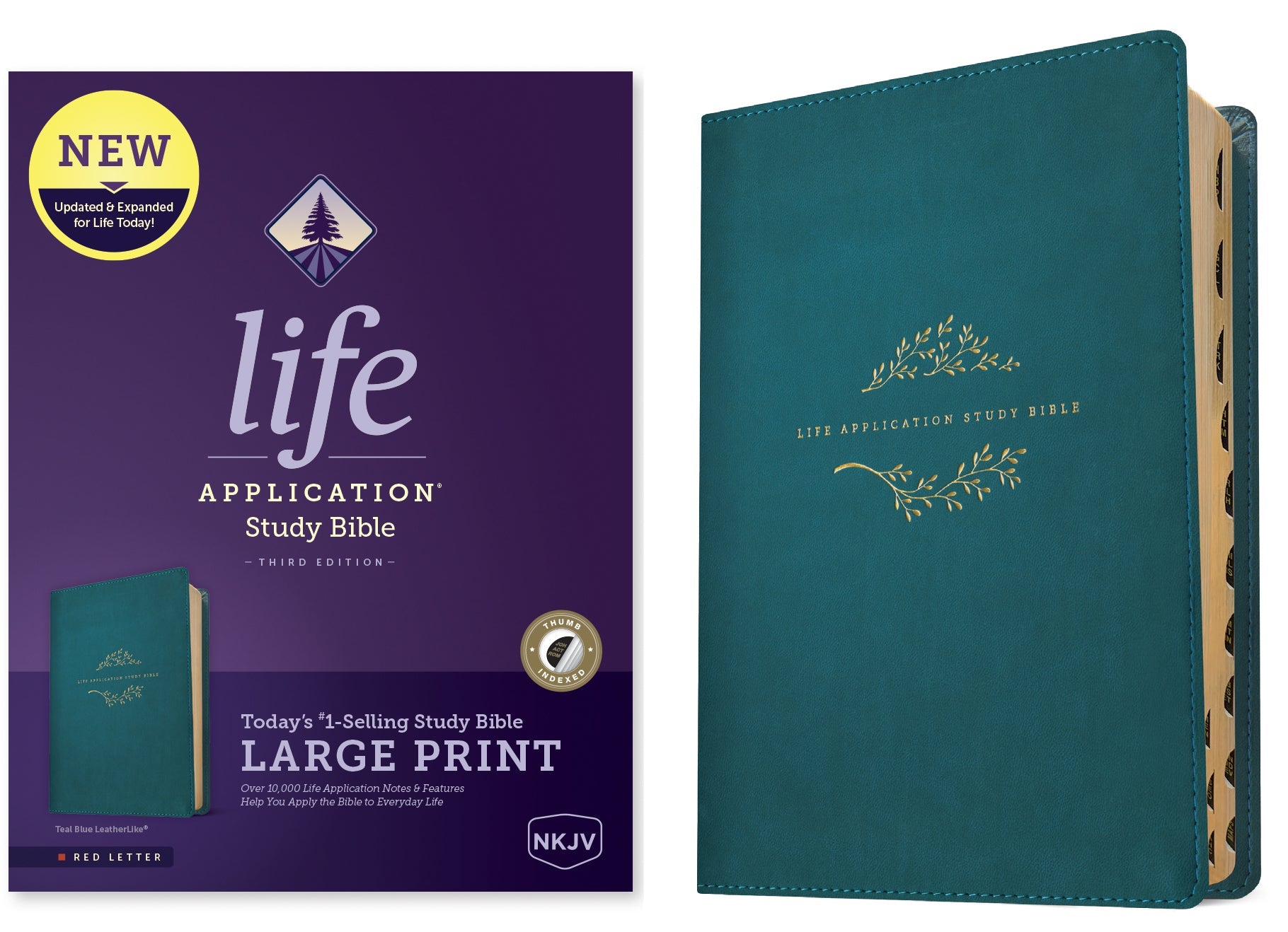 NKJV Life Application Study Bible Large Print Edition with notes and references for in-depth understanding
