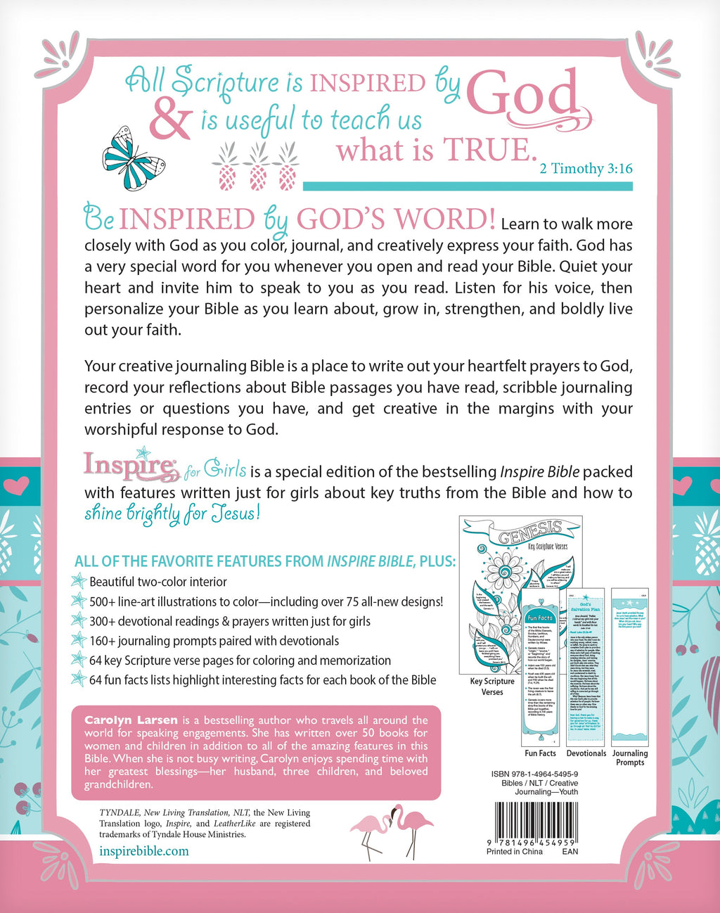 NLT Inspire Bible For Girls Pink
