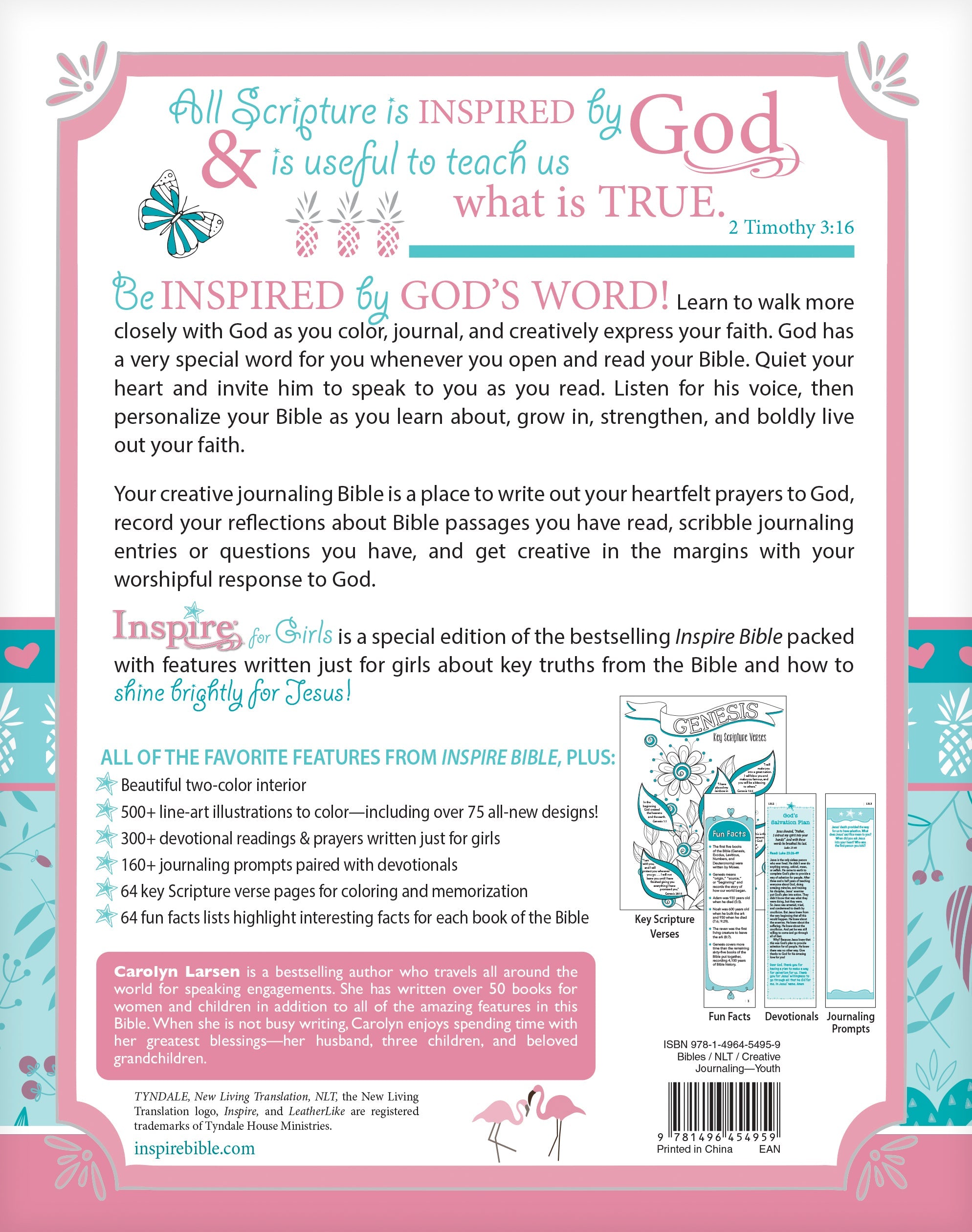 NLT Inspire Bible For Girls Pink