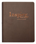 Dark brown leather bound NLT Inspire Catholic Bible for reading and devotion